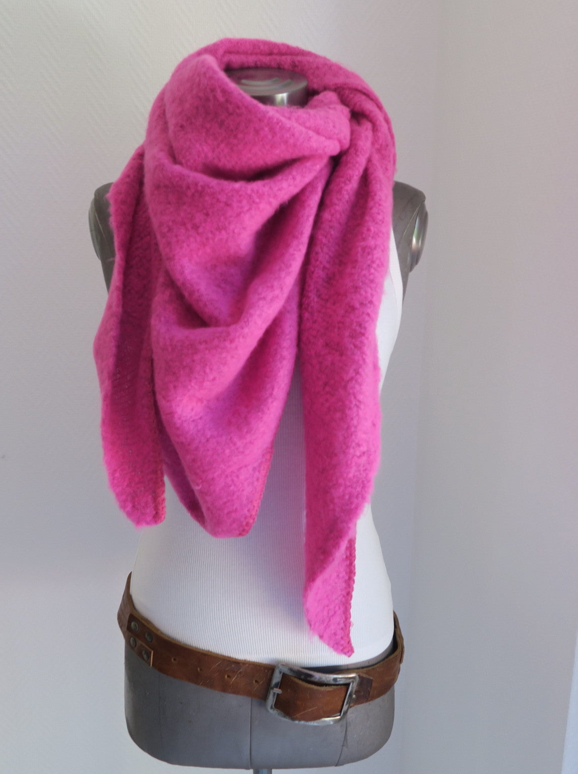 Damen Flausch Dreieckstuch Schal pink|secretofstyle Wolle