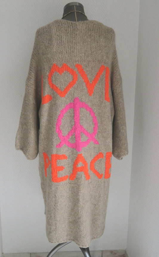 love&peace strickmantel mohair wolle in beige
