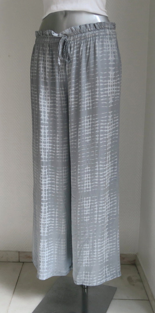 Wide Leg Seidenhose Batik Optik hellgrau