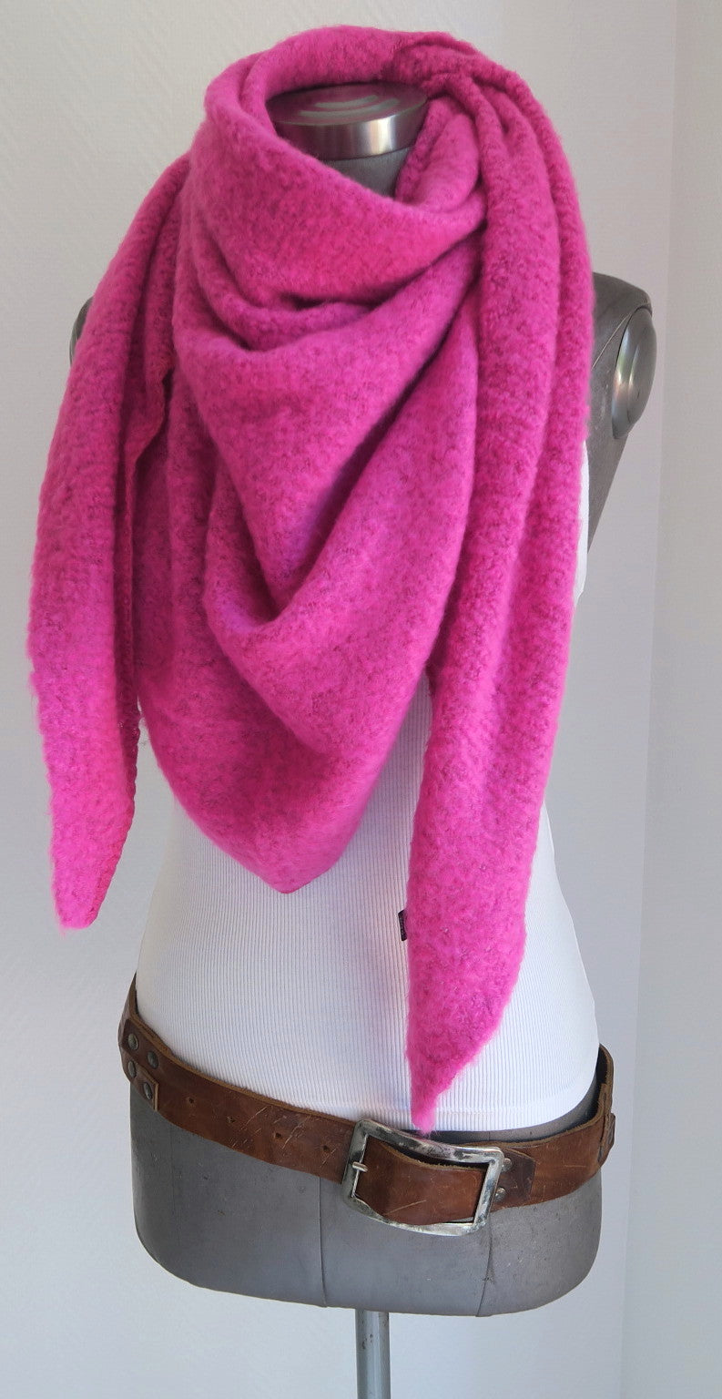 Damen Flausch pink|secretofstyle Dreieckstuch Schal Wolle